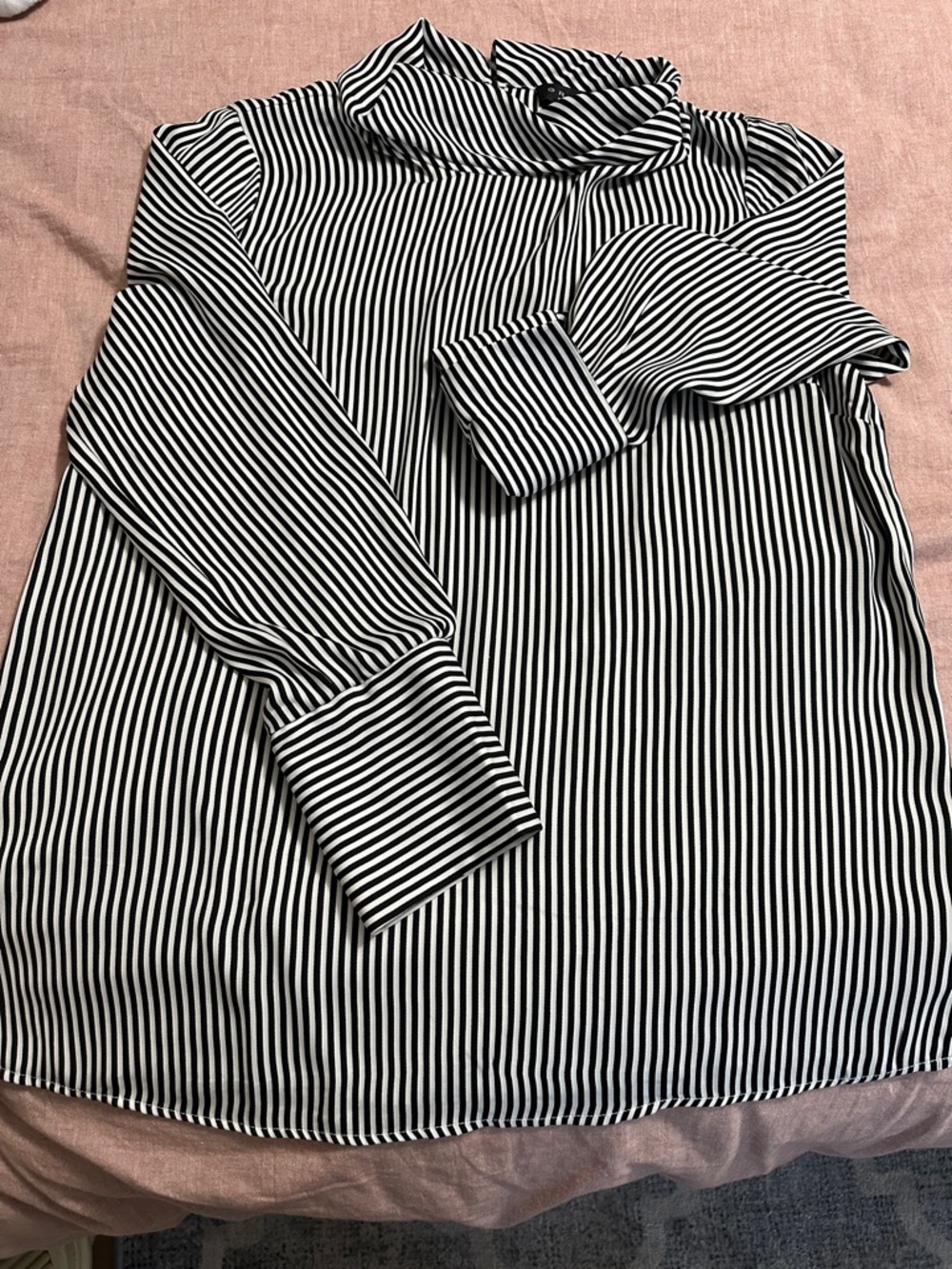 Black & White Striped Mock Neck Women's Top
